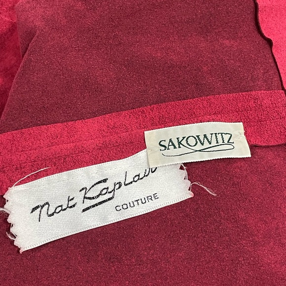 Vintage Nat Kaplan couture pink belted suede knee length skirt size 18 - Picture 9 of 10